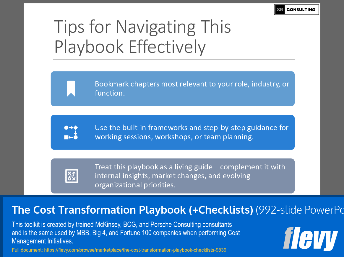 The Cost Transformation Playbook (+Checklists) (992-slide PPT PowerPoint presentation slide deck (PPTX)) Preview Image