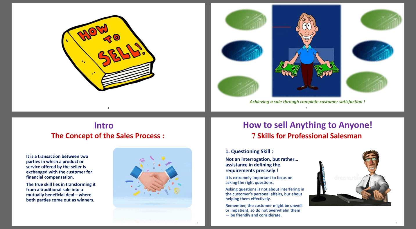 Selling Skills (Key Sales Skills for Striking Deals) (29-slide PPT PowerPoint presentation slide deck (PPTX)) Preview Image