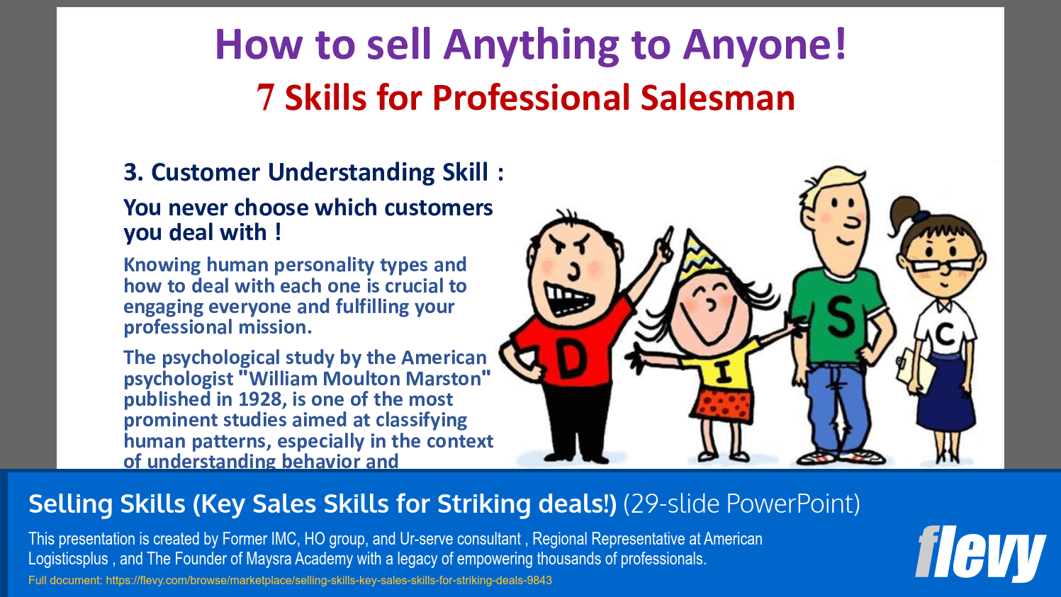 Selling Skills (Key Sales Skills for Striking Deals) (29-slide PPT PowerPoint presentation slide deck (PPTX)) Preview Image