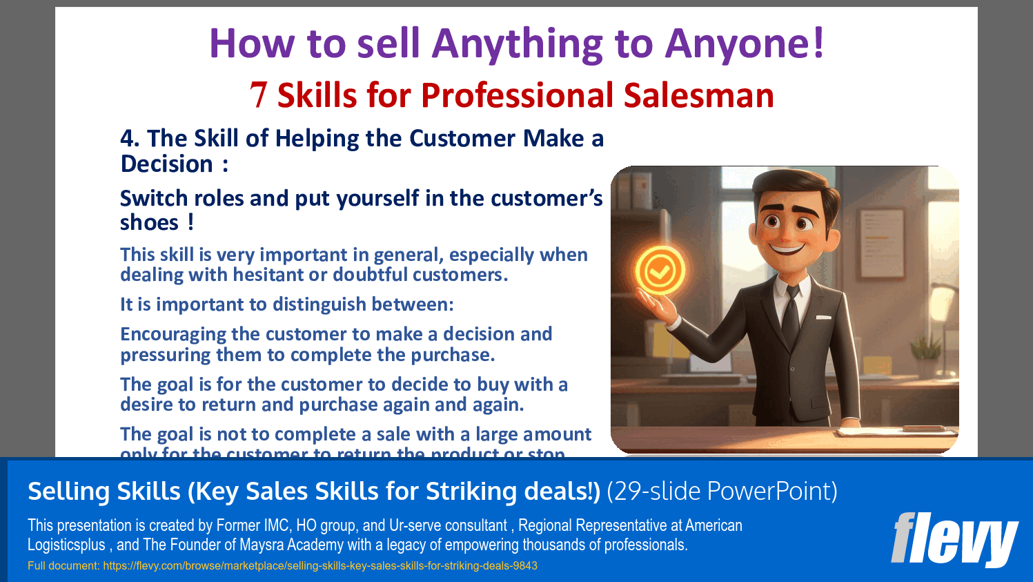 Selling Skills (Key Sales Skills for Striking Deals) (29-slide PPT PowerPoint presentation slide deck (PPTX)) Preview Image