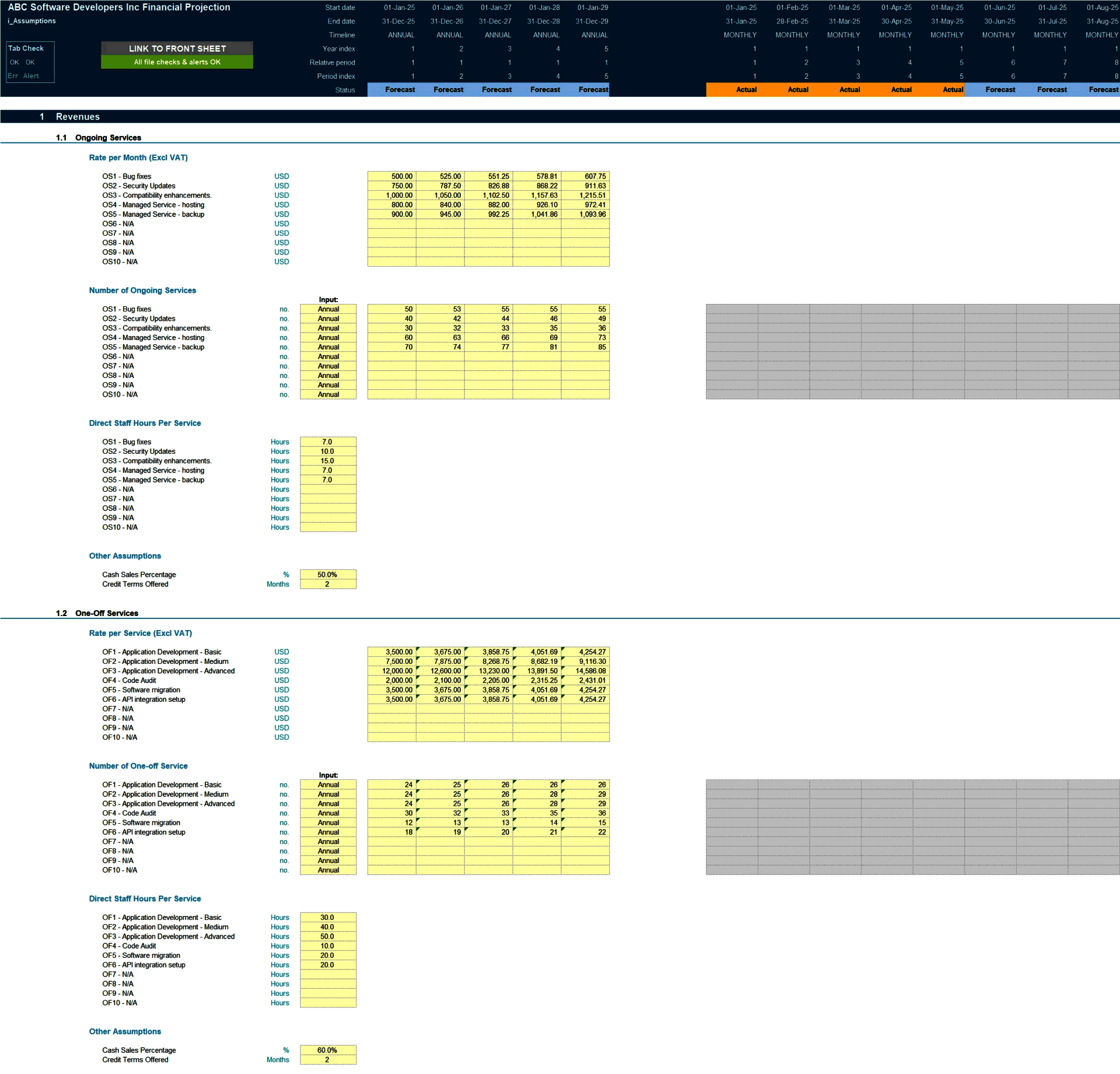 Software Development Business 5-Year Financial Model (Excel template (XLSX)) Preview Image