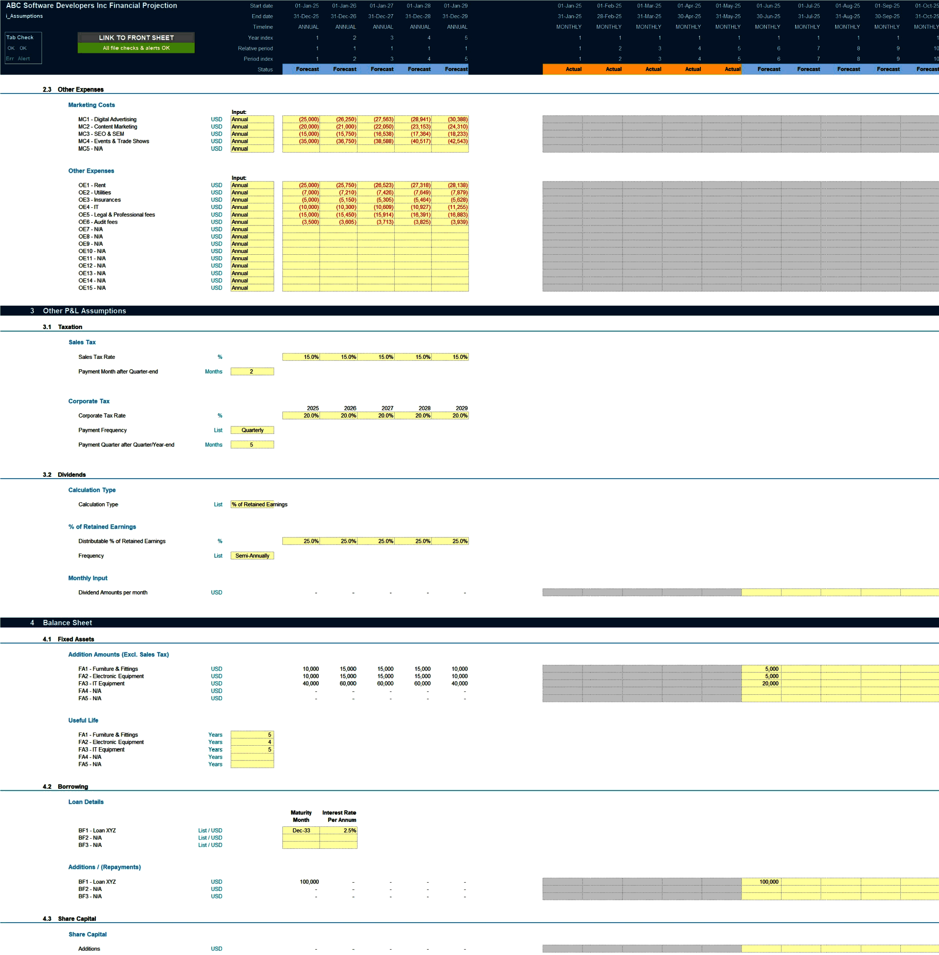 Software Development Business 5-Year Financial Model (Excel template (XLSX)) Preview Image