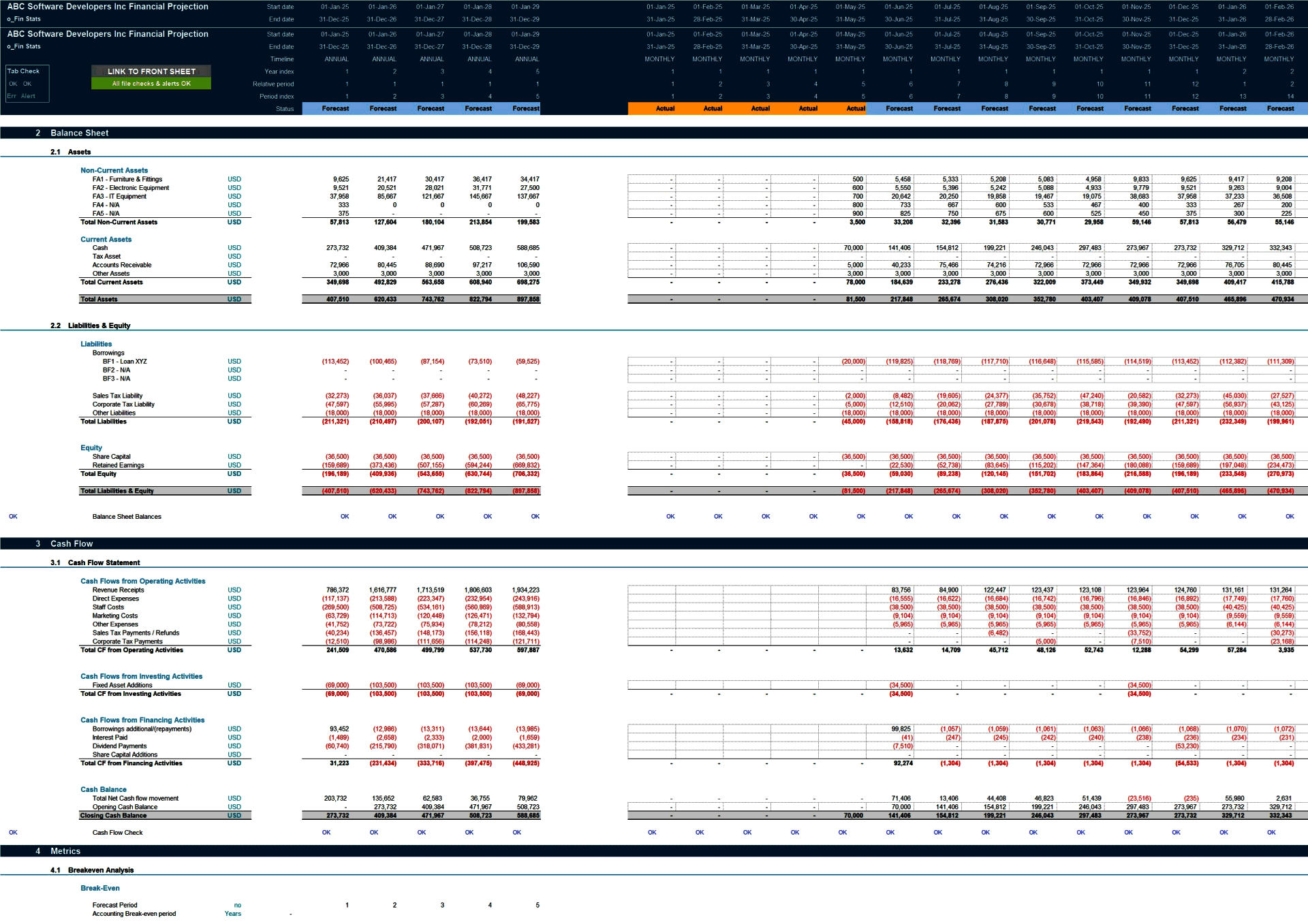 Software Development Business 5-Year Financial Model (Excel template (XLSX)) Preview Image