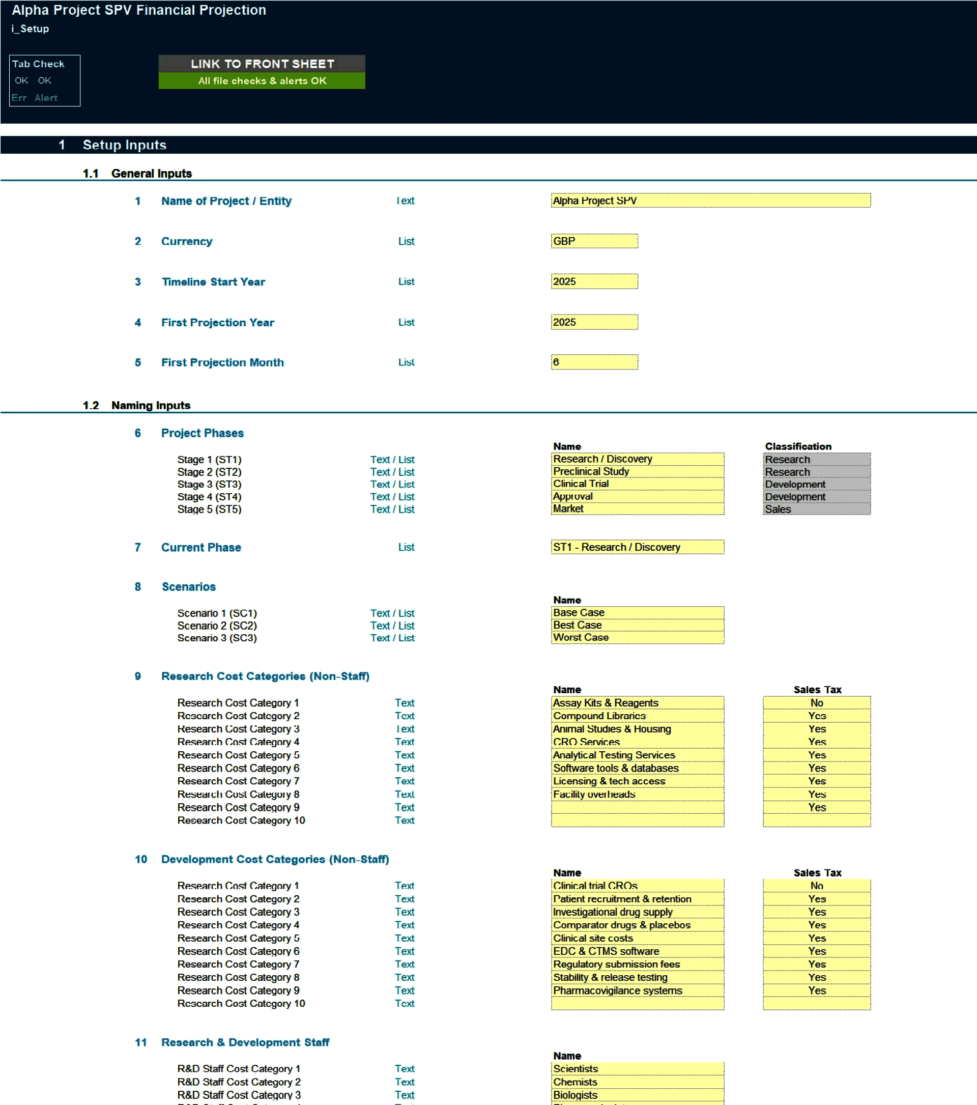 Project Finance Model for R&D (Excel template (XLSX)) Preview Image