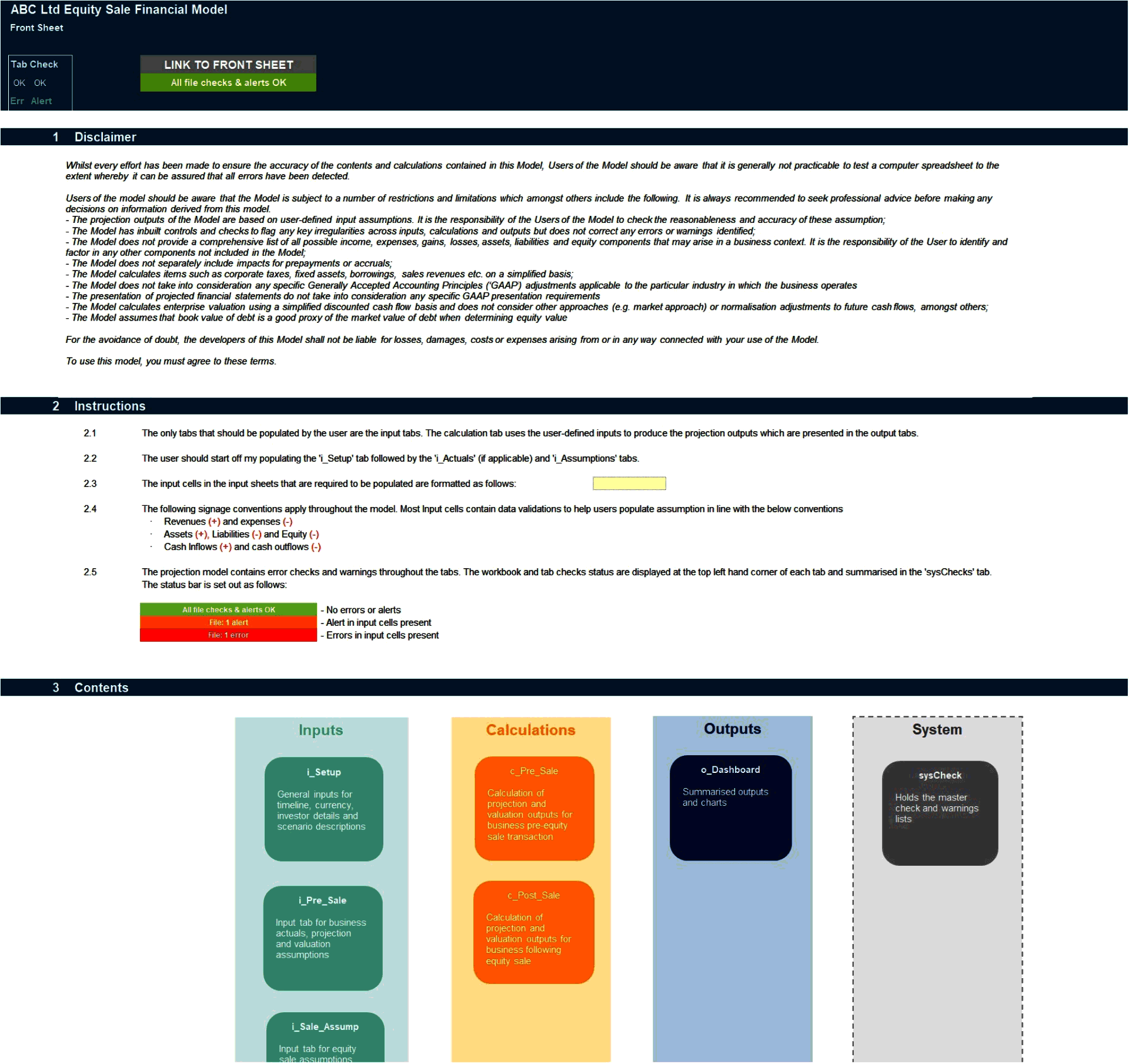 Equity Sale Financial Model (Excel template (XLSX)) Preview Image