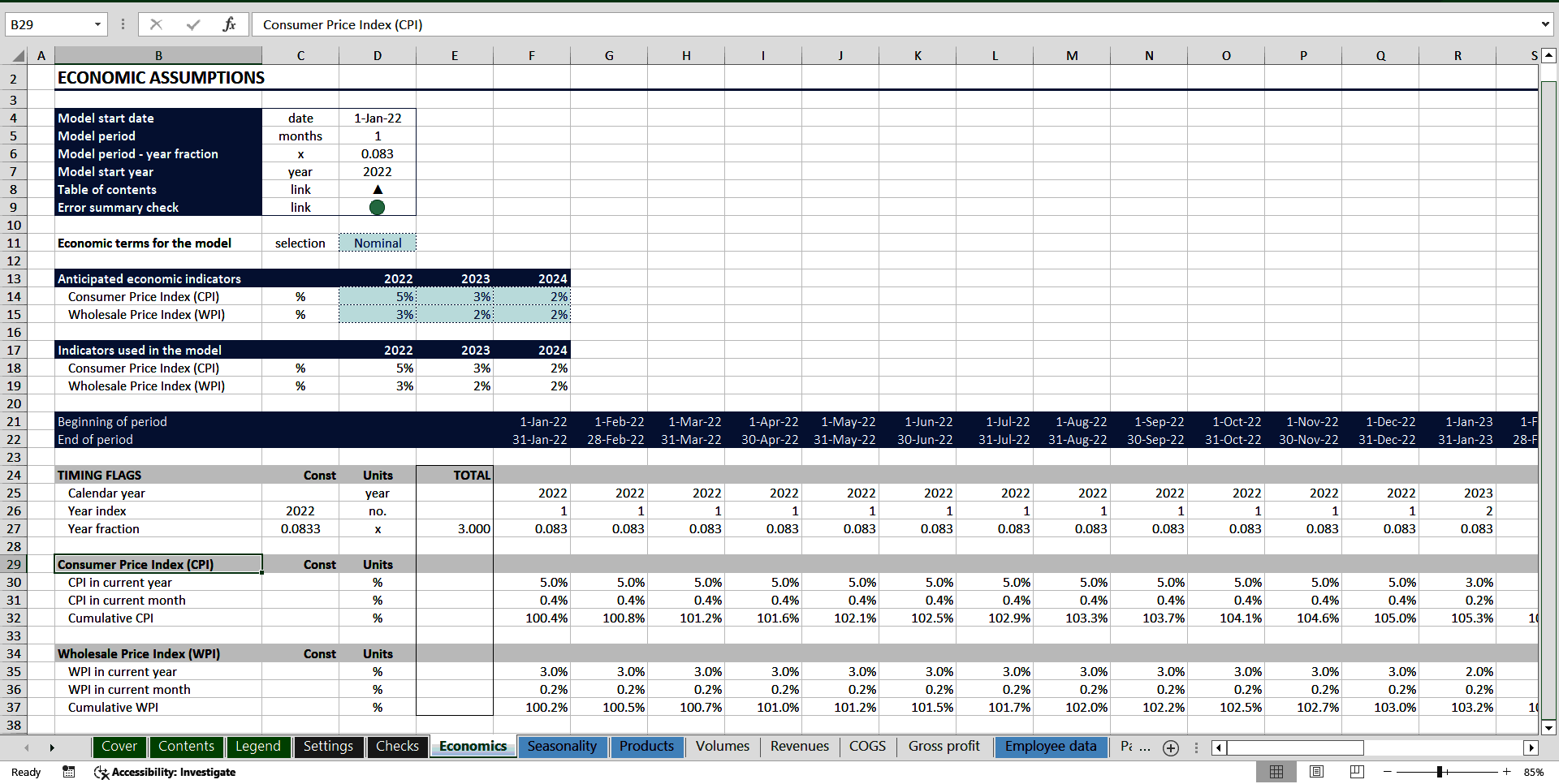 Complete Three-Statement Monthly Budget (for 3 Years) (Excel template (XLSX)) Preview Image