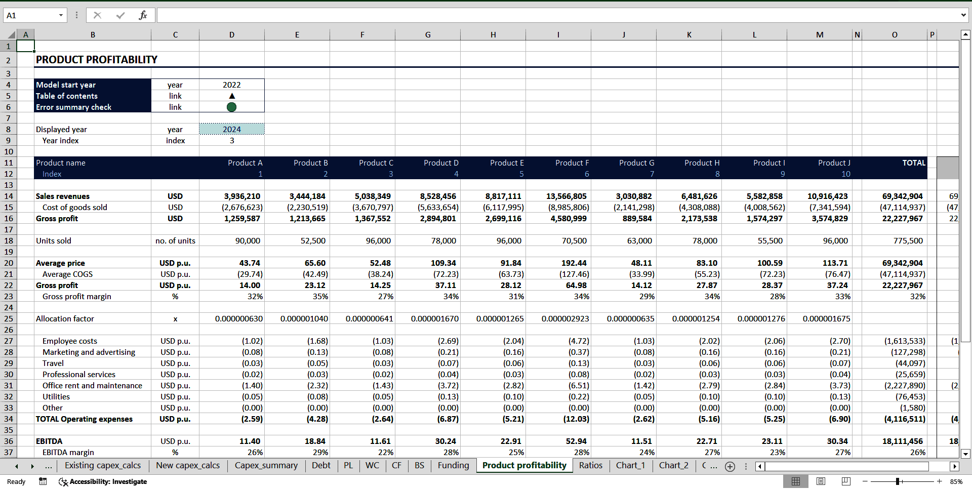 Complete Three-Statement Monthly Budget (for 3 Years) (Excel template (XLSX)) Preview Image
