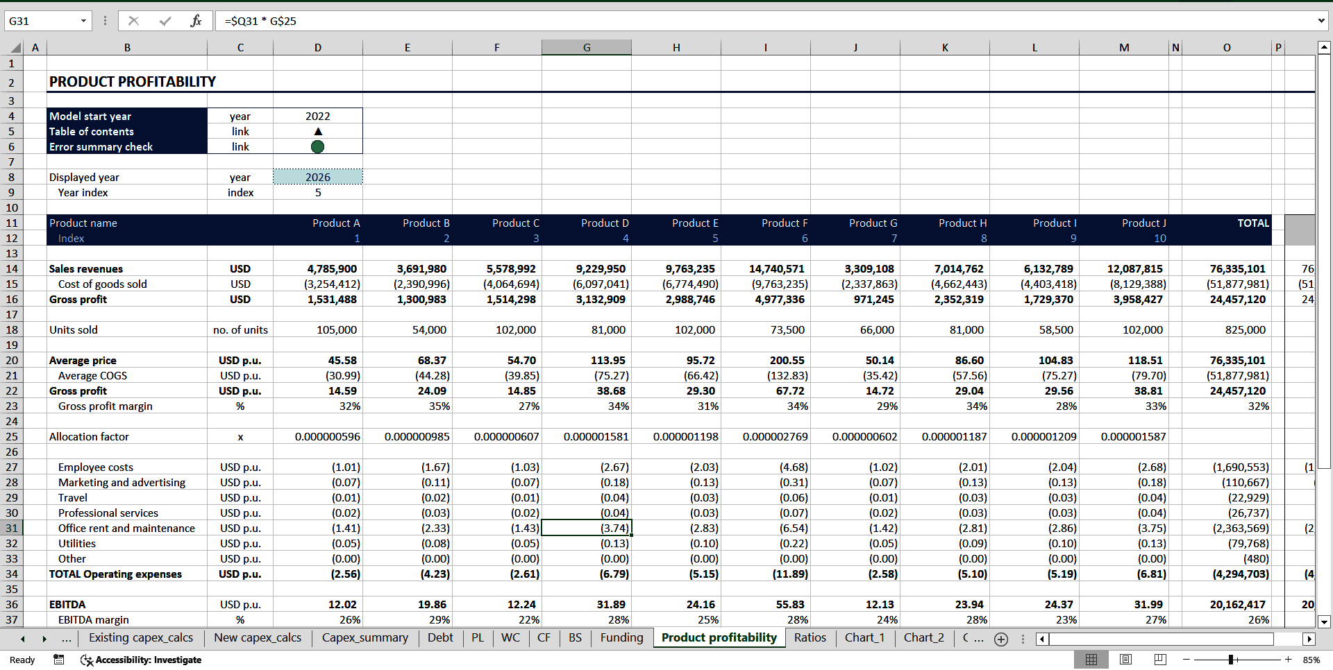 Complete Three-Statement Quarterly Budget (for 5 Years) (Excel template (XLSX)) Preview Image