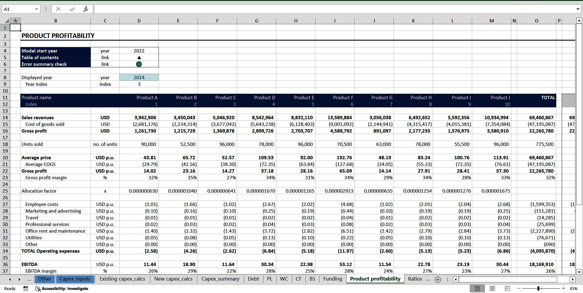 Complete Three-Statement Quarterly Budget with Scenarios (Excel template (XLSX)) Preview Image