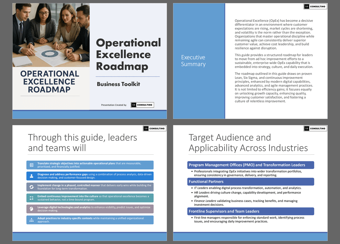 Operational Excellence Roadmap Toolkit (760-slide PPT PowerPoint presentation slide deck (PPTX)) Preview Image