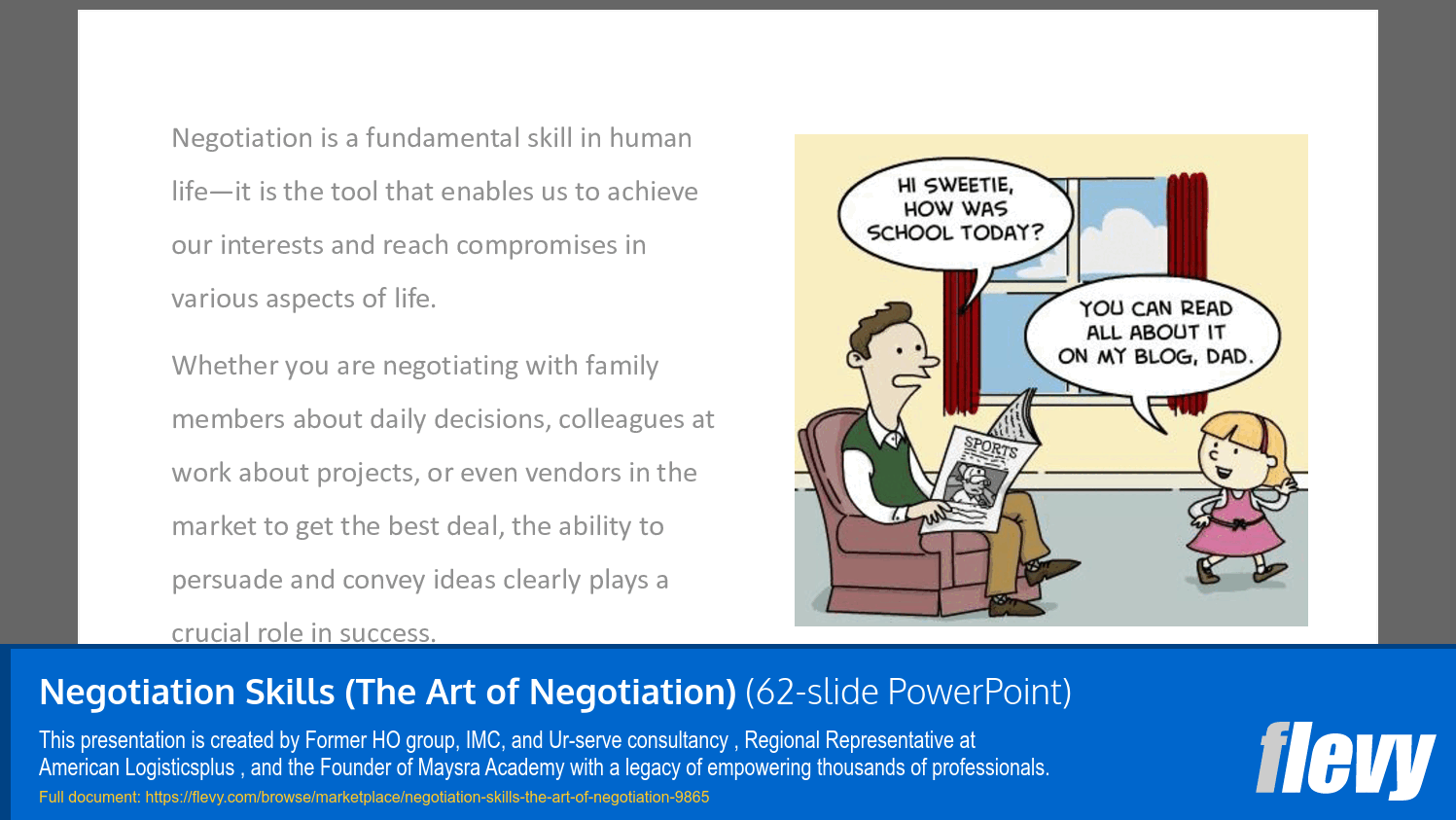 Negotiation Skills (The Art of Negotiation) (62-slide PPT PowerPoint presentation slide deck (PPTX)) Preview Image
