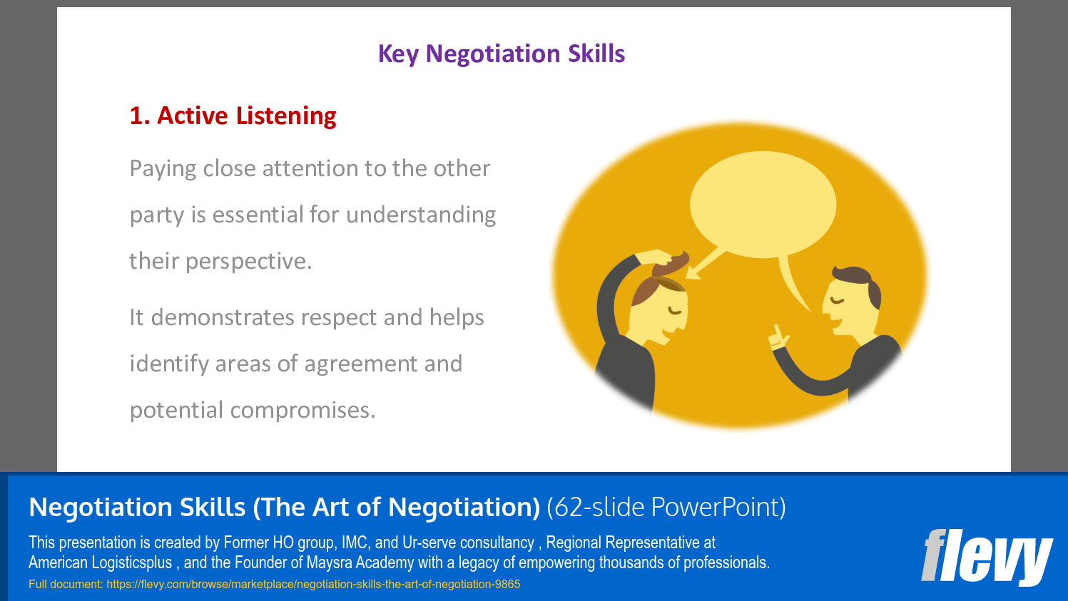 Negotiation Skills (The Art of Negotiation) (62-slide PPT PowerPoint presentation slide deck (PPTX)) Preview Image