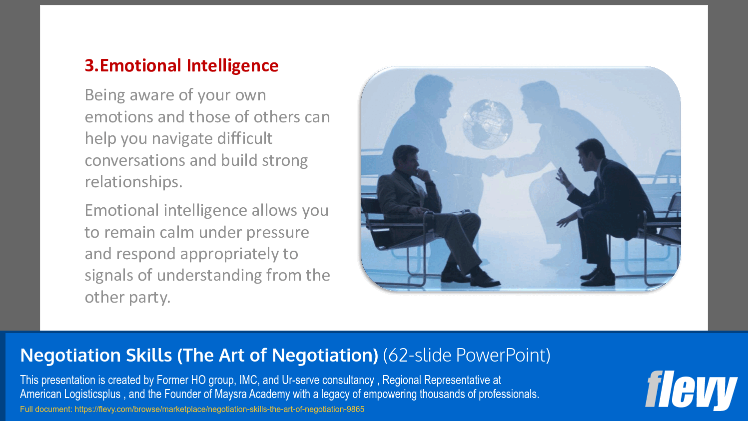 Negotiation Skills (The Art of Negotiation) (62-slide PPT PowerPoint presentation slide deck (PPTX)) Preview Image