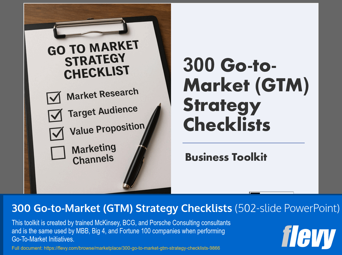 300 Go-to-Market (GTM) Strategy Checklists (502-slide PPT PowerPoint presentation slide deck (PPTX)) Preview Image