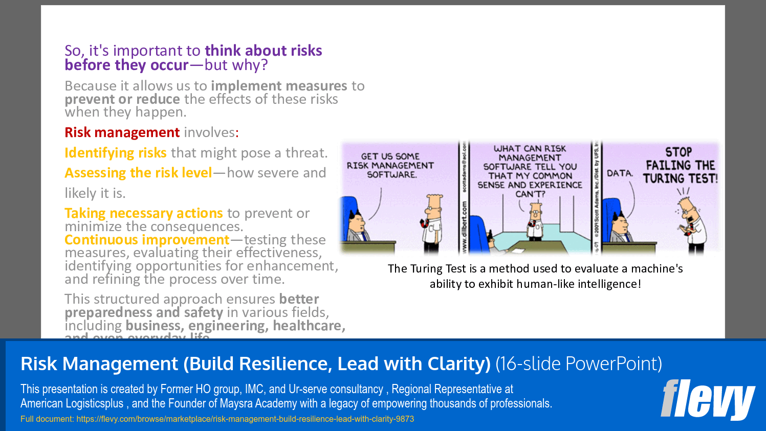 Risk Management (Build Resilience, Lead with Clarity) (16-slide PPT PowerPoint presentation slide deck (PPTX)) Preview Image