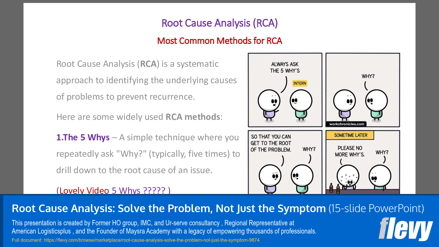 Root Cause Analysis: Solve the Problem, Not Just the Symptom (15-slide PPT PowerPoint presentation slide deck (PPTX)) Preview Image