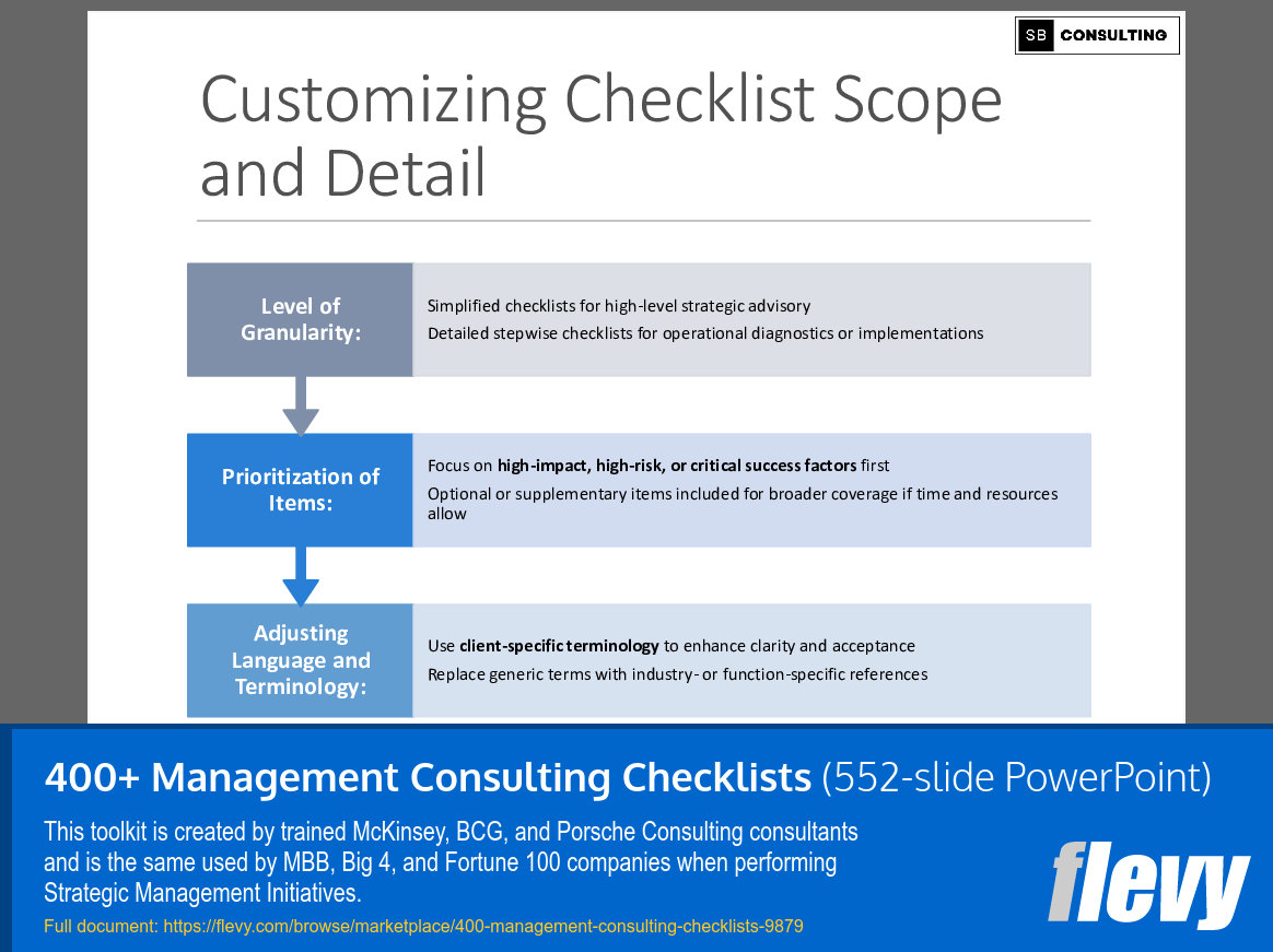 400+ Management Consulting Checklists (552-slide PPT PowerPoint presentation slide deck (PPTX)) Preview Image