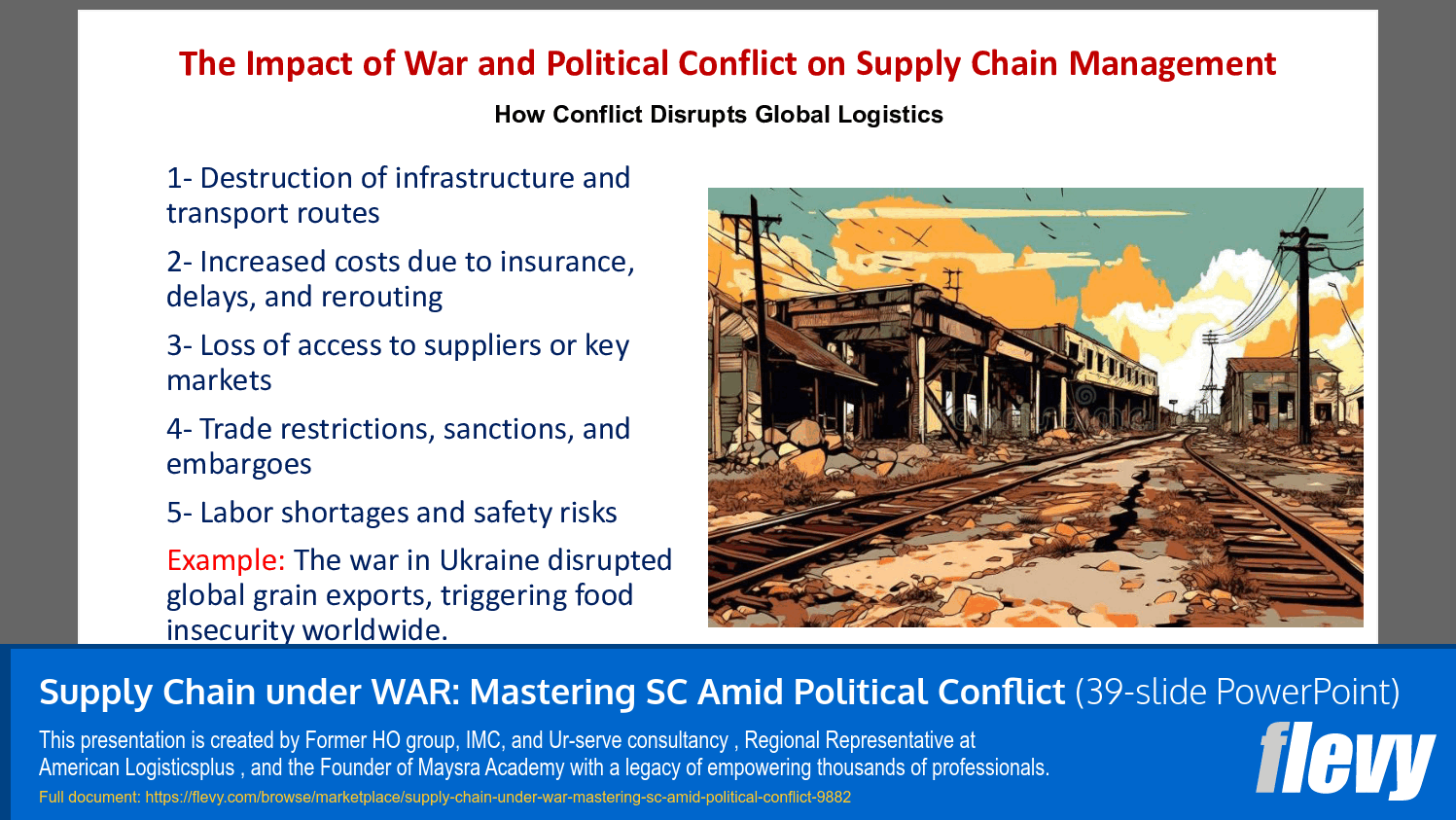 Supply Chain under War: Mastering SCM amid Political Conflict (39-slide PPT PowerPoint presentation slide deck (PPTX)) Preview Image