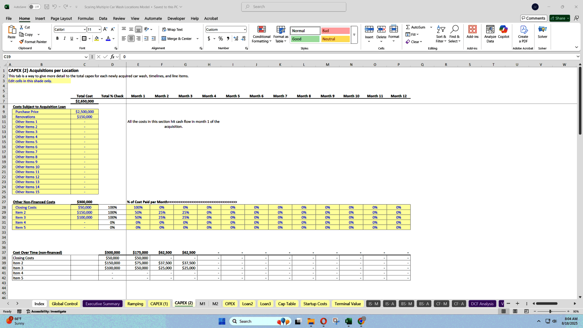 Scaling Car Wash Locations: 10-Year Financial Model (Excel template (XLSX)) Preview Image