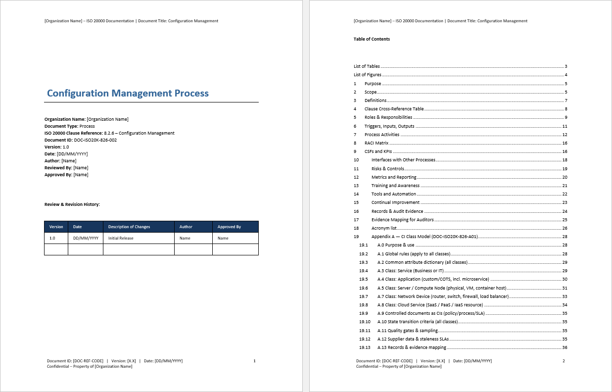 Configuration Management Process (ISO/IEC 20000:2018, ITIL) (0-page Word document) Preview Image