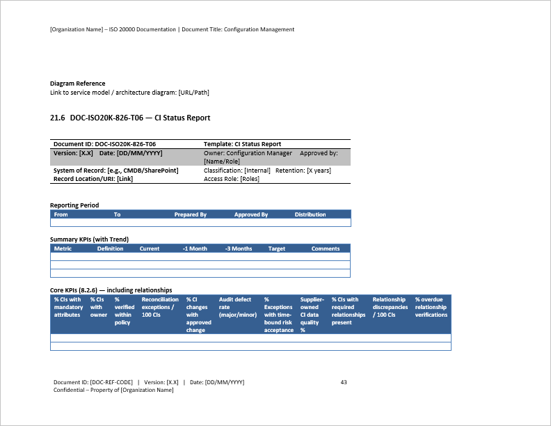 Configuration Management Process (ISO/IEC 20000:2018, ITIL) (0-page Word document) Preview Image