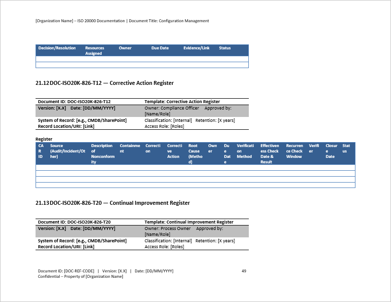 Configuration Management Process (ISO/IEC 20000:2018, ITIL) (0-page Word document) Preview Image