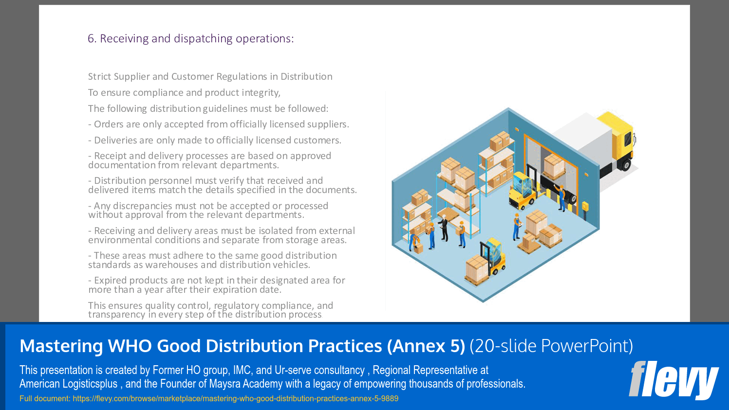 Mastering WHO Good Distribution Practices (Annex 5) (20-slide PPT PowerPoint presentation slide deck (PPTX)) Preview Image