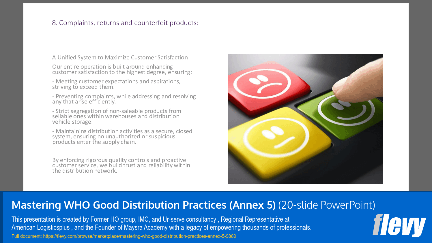 Mastering WHO Good Distribution Practices (Annex 5) (20-slide PPT PowerPoint presentation slide deck (PPTX)) Preview Image