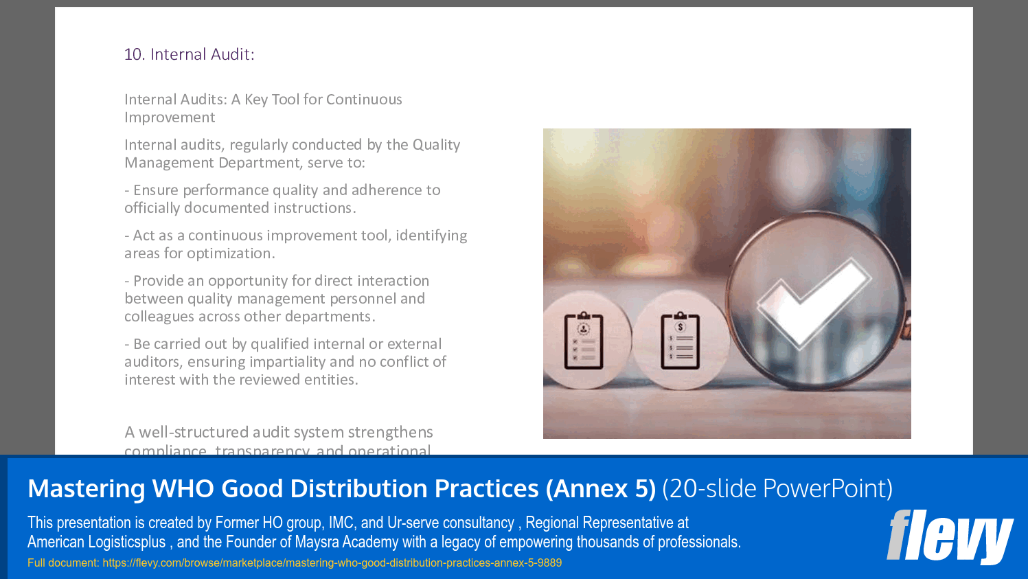 Mastering WHO Good Distribution Practices (Annex 5) (20-slide PPT PowerPoint presentation slide deck (PPTX)) Preview Image