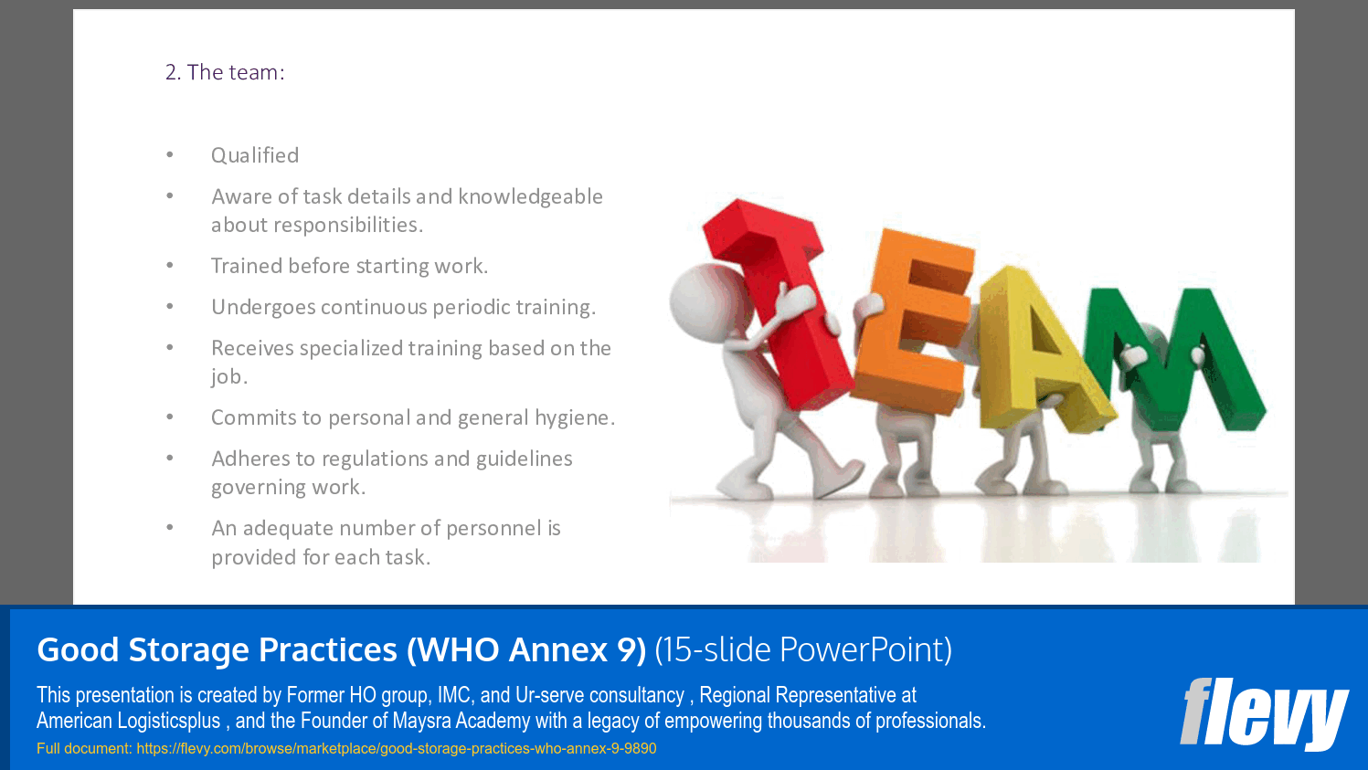 Good Storage Practices (WHO Annex 9) (15-slide PPT PowerPoint presentation slide deck (PPTX)) Preview Image