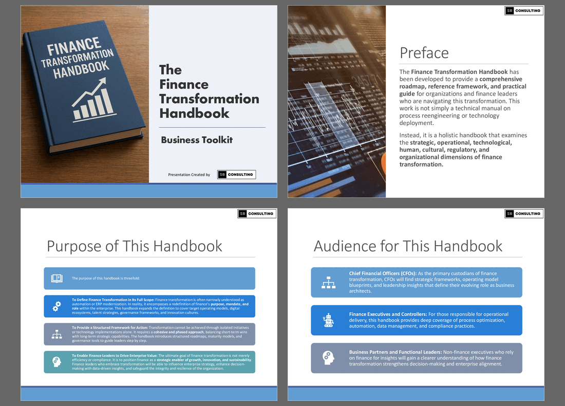Finance Transformation Handbook (+Checklists) (843-slide PPT PowerPoint presentation slide deck (PPTX)) Preview Image