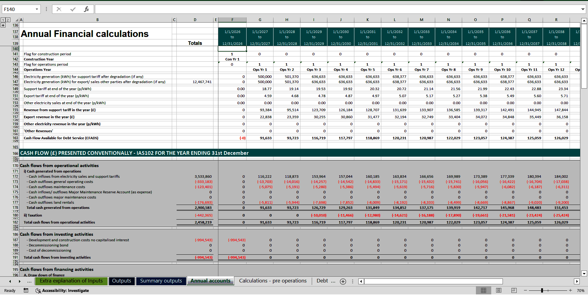 Energy Indicative Project Finance Model (Excel template (XLSX)) Preview Image