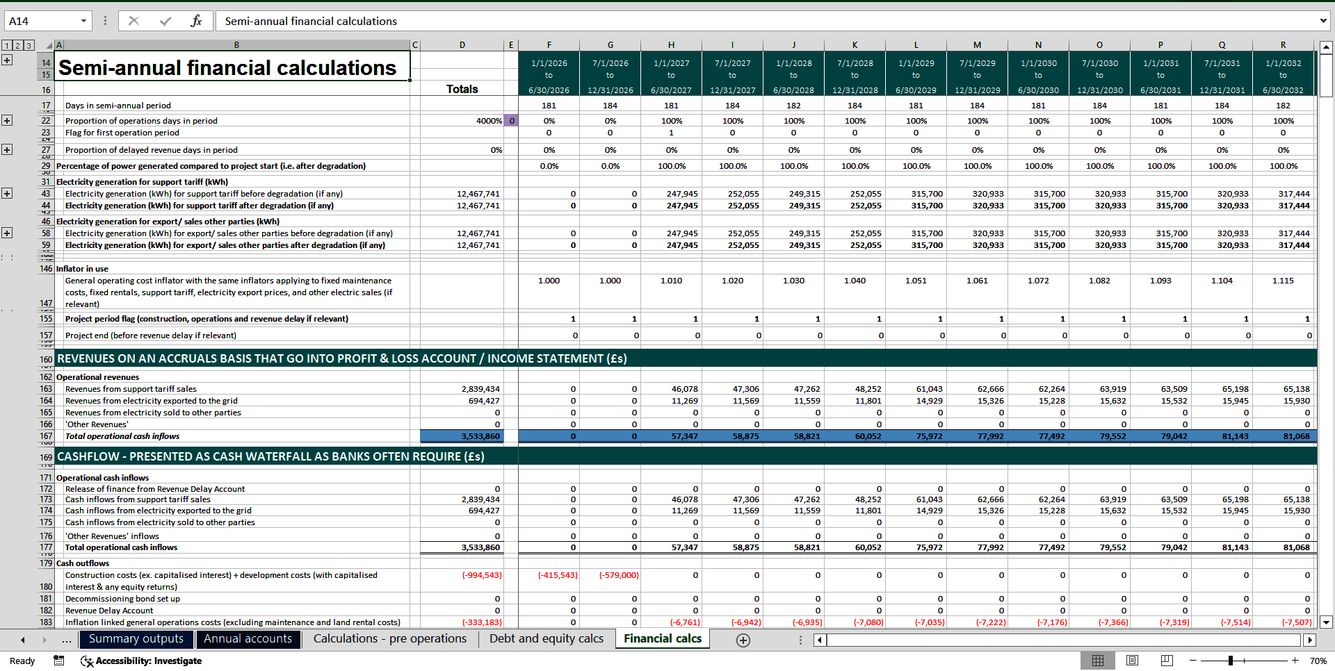 Energy Indicative Project Finance Model (Excel template (XLSX)) Preview Image
