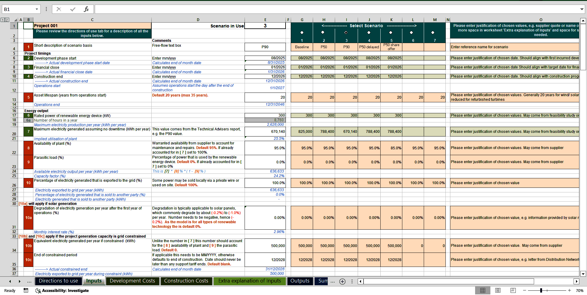 Energy Indicative Project Finance Model (Excel template (XLSX)) Preview Image