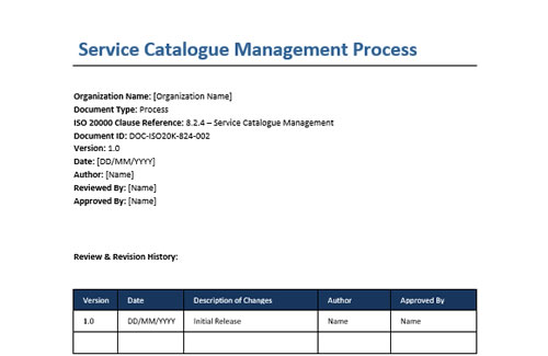 Service Catalogue Management Bundle (ISO 20000, ITIL) (Document Bundle)