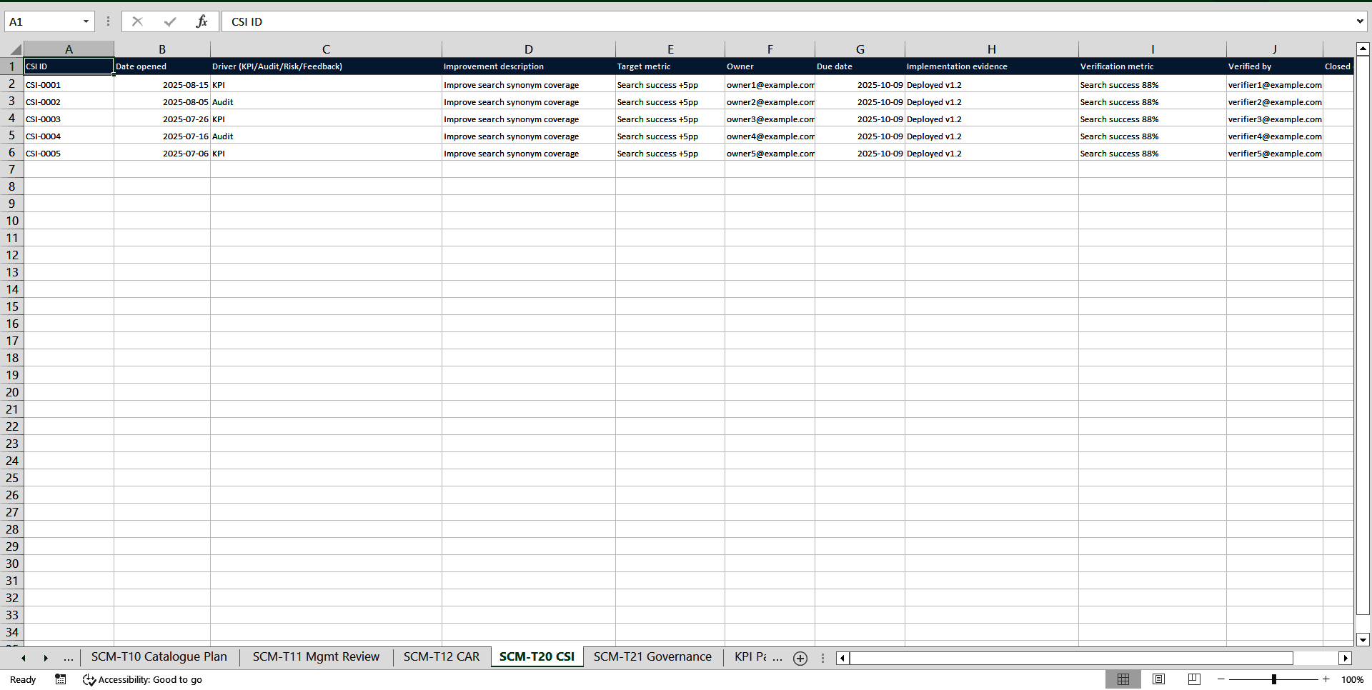 Service Catalogue Management Toolkit (ISO/IEC 20000, ITIL) (Excel template (XLSX)) Preview Image