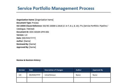 Service Portfolio Management Bundle (ISO 20000, ITIL) (Document Bundle)