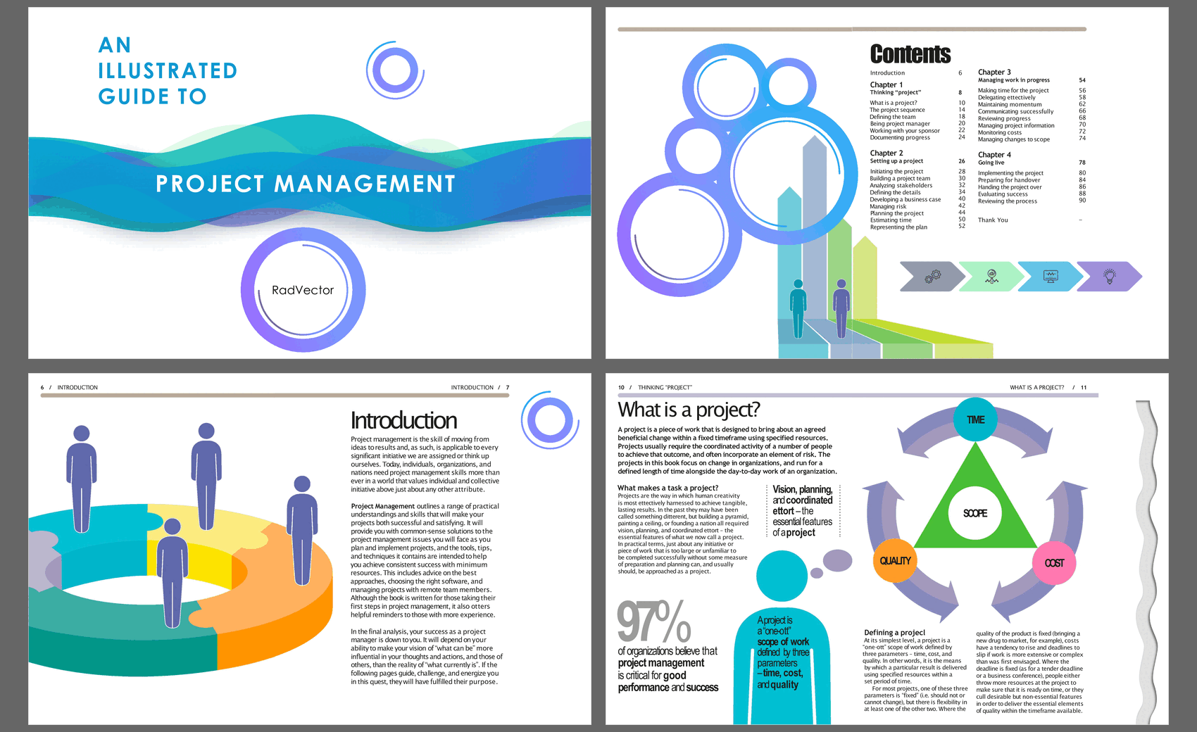 Illustrated Guide to Project Management (47-slide PPT PowerPoint presentation slide deck (PPTX)) Preview Image