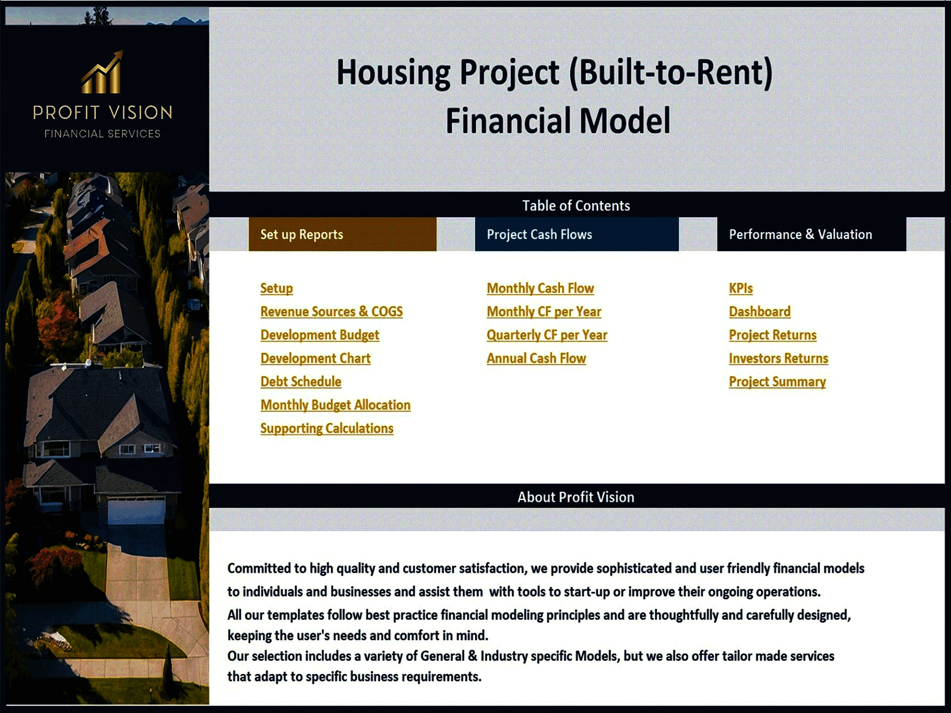 Housing Project (Built-to-Rent) – Project Finance Model (Excel template (XLSX)) Preview Image