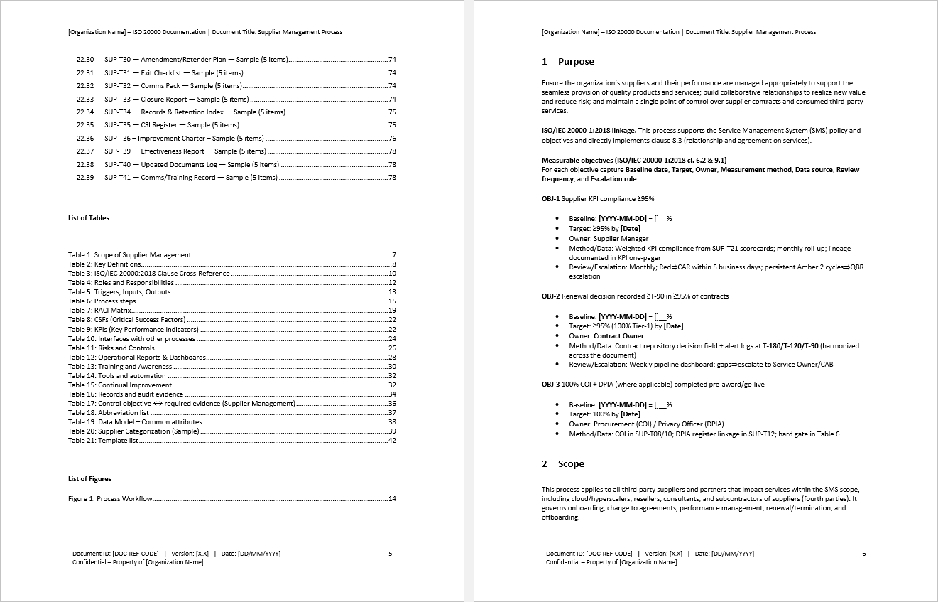 Supplier Management Process (ISO 20000:2018, ITIL) (0-page Word document) Preview Image