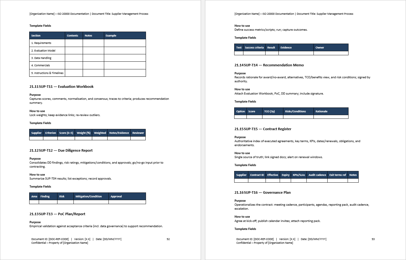 Supplier Management Process (ISO 20000:2018, ITIL) (0-page Word document) Preview Image