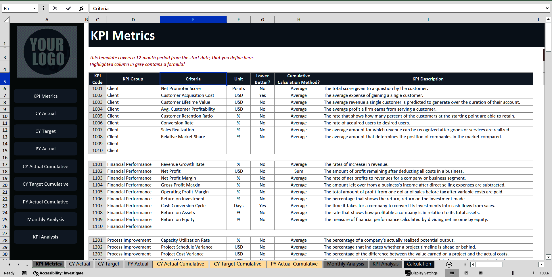 Digital Marketing KPI Excel Template (Excel template (XLSX)) Preview Image