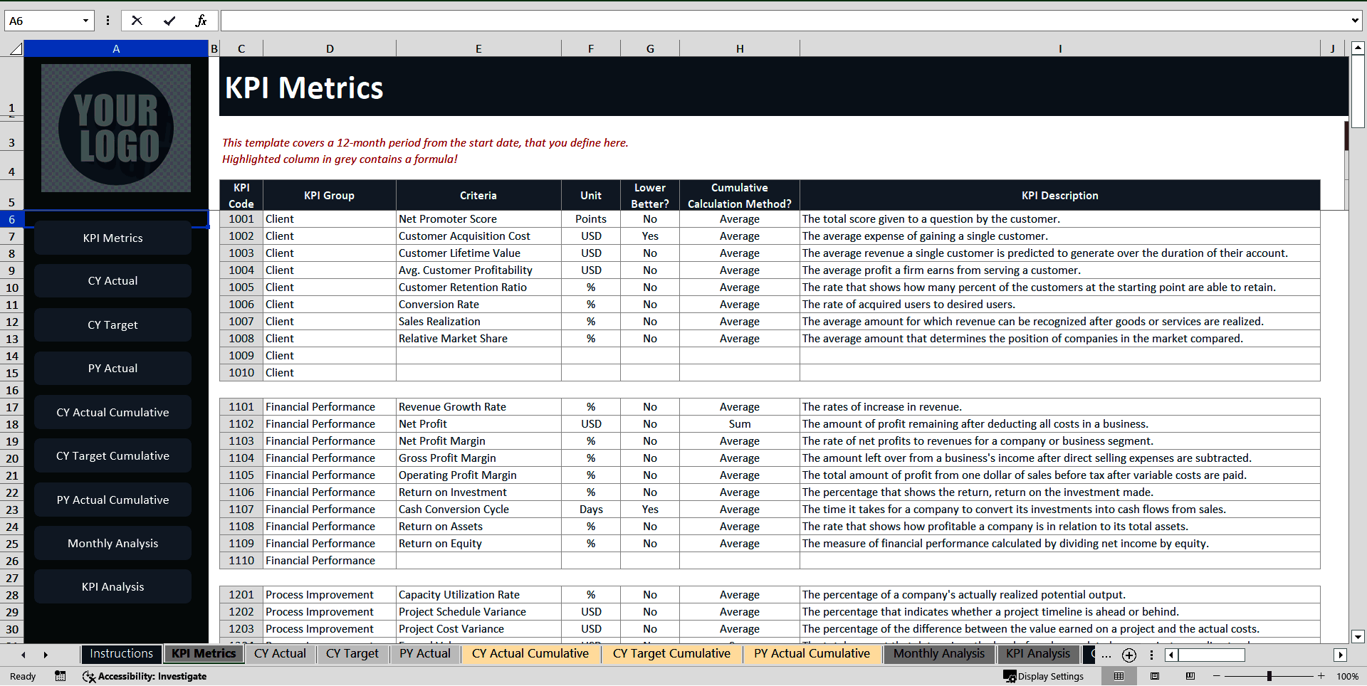 Retail KPI Excel Template (Excel template (XLSX)) Preview Image