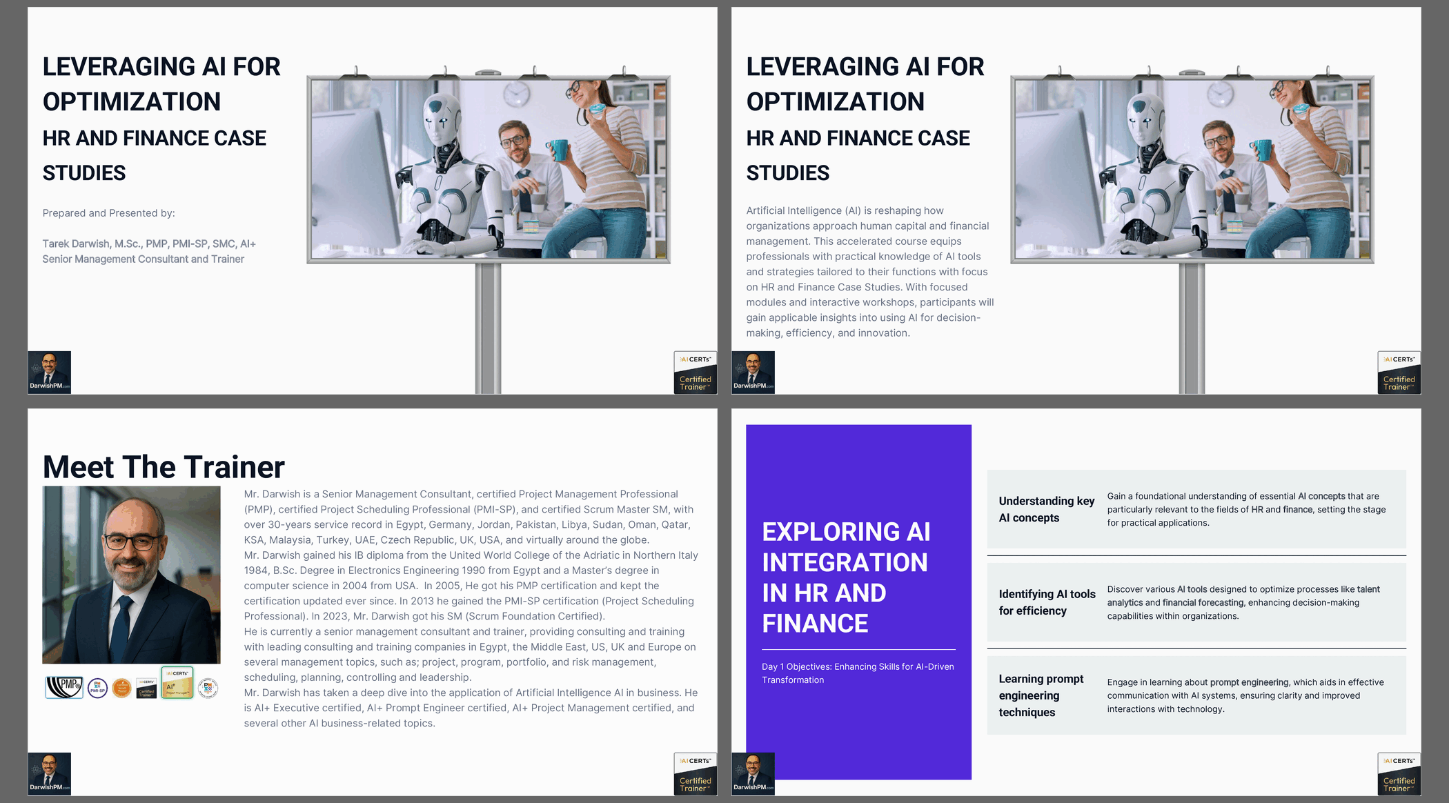 Leveraging AI for Optimization: HR and Finance Case Studies (45-slide PPT PowerPoint presentation slide deck (PPTX)) Preview Image