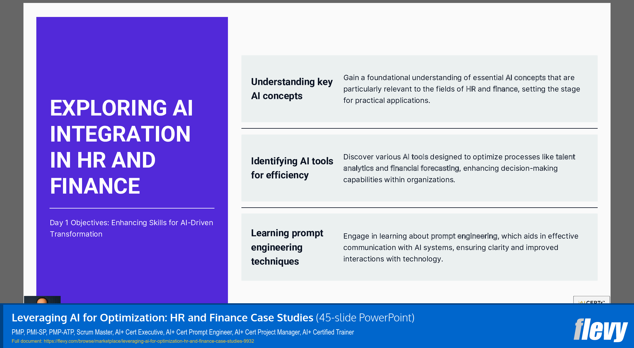 Leveraging AI for Optimization: HR and Finance Case Studies (45-slide PPT PowerPoint presentation slide deck (PPTX)) Preview Image