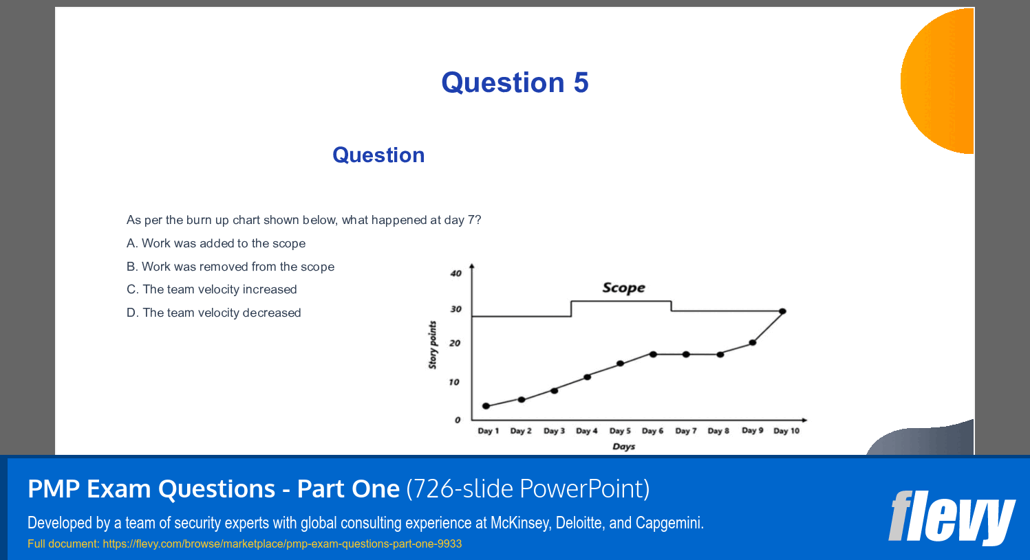 PMP Exam Questions - Part One (726-slide PPT PowerPoint presentation slide deck (PPTX)) Preview Image