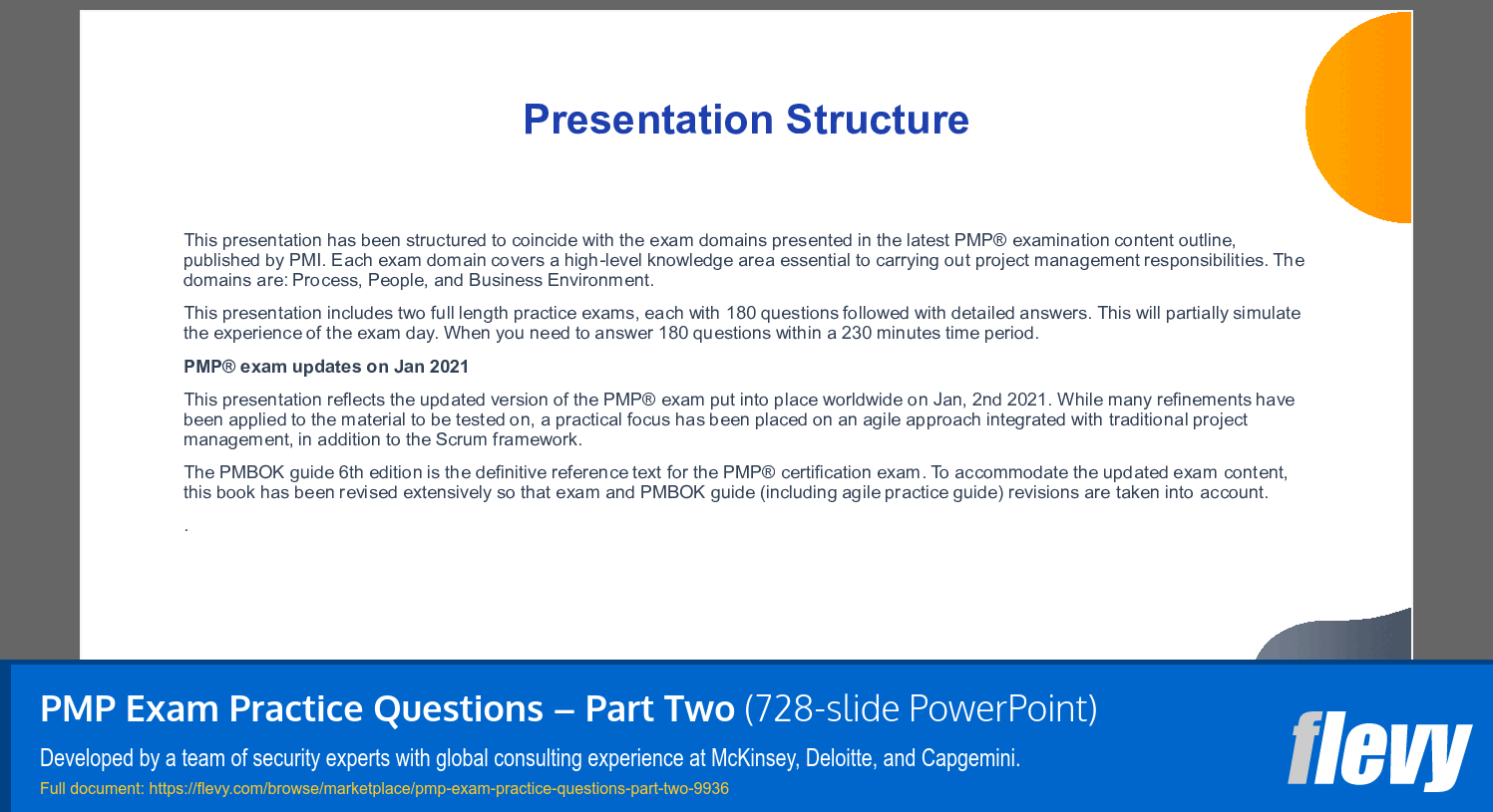 PMP Exam Practice Questions – Part Two (728-slide PPT PowerPoint presentation slide deck (PPTX)) Preview Image