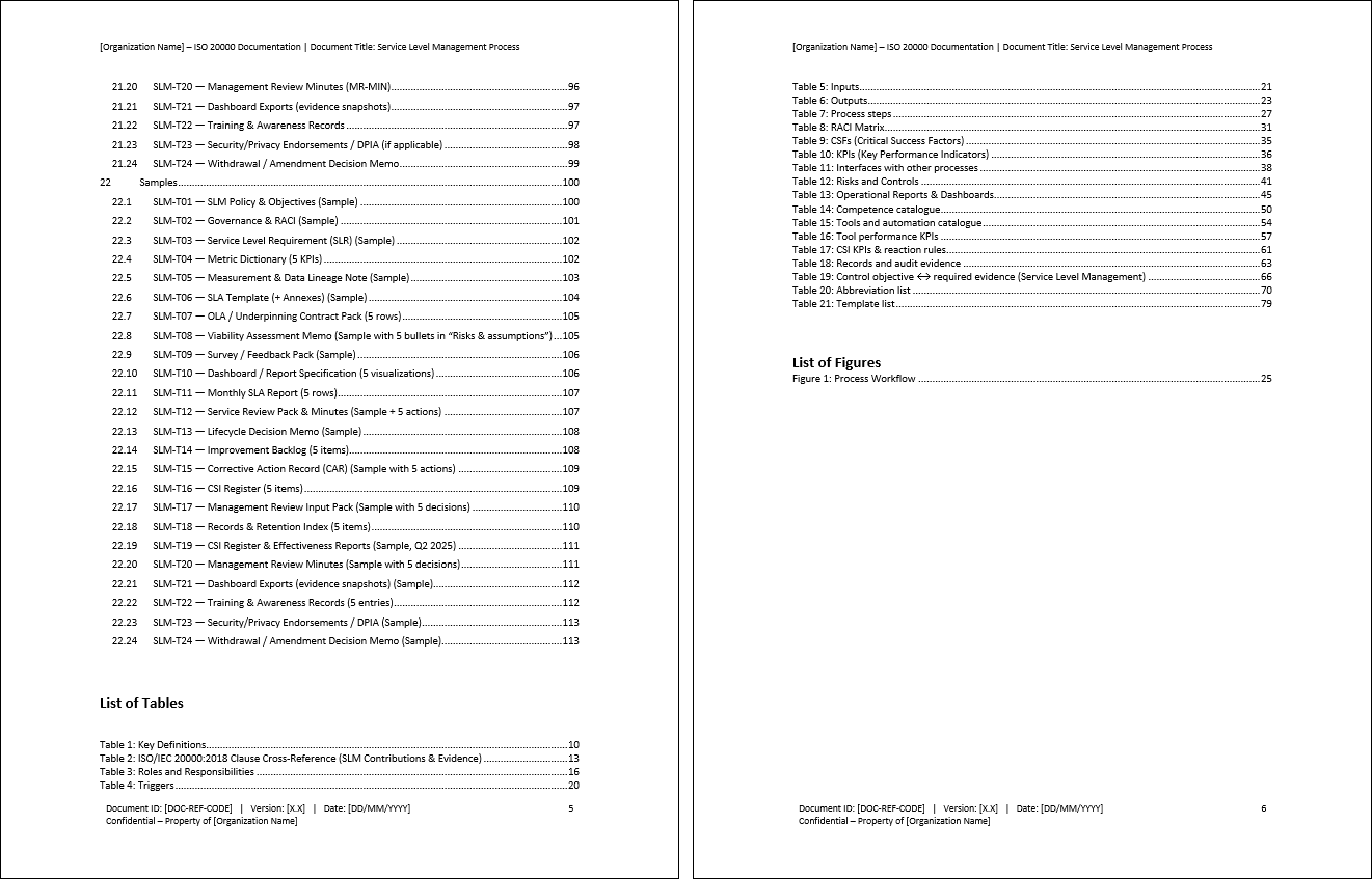 Service Level Management Process (ISO 20000:2018, ITIL) (0-page Word document) Preview Image