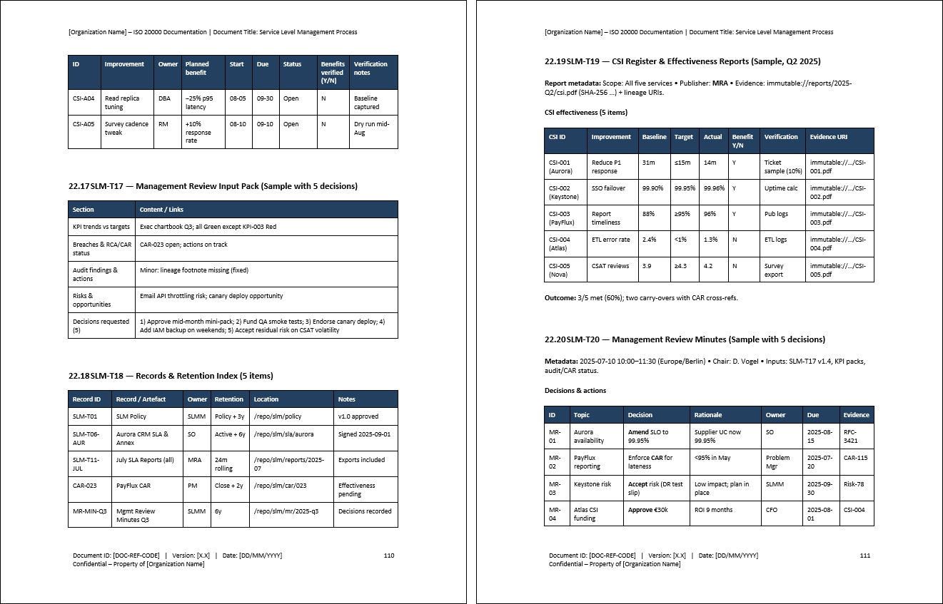 Service Level Management Process (ISO 20000:2018, ITIL) (0-page Word document) Preview Image