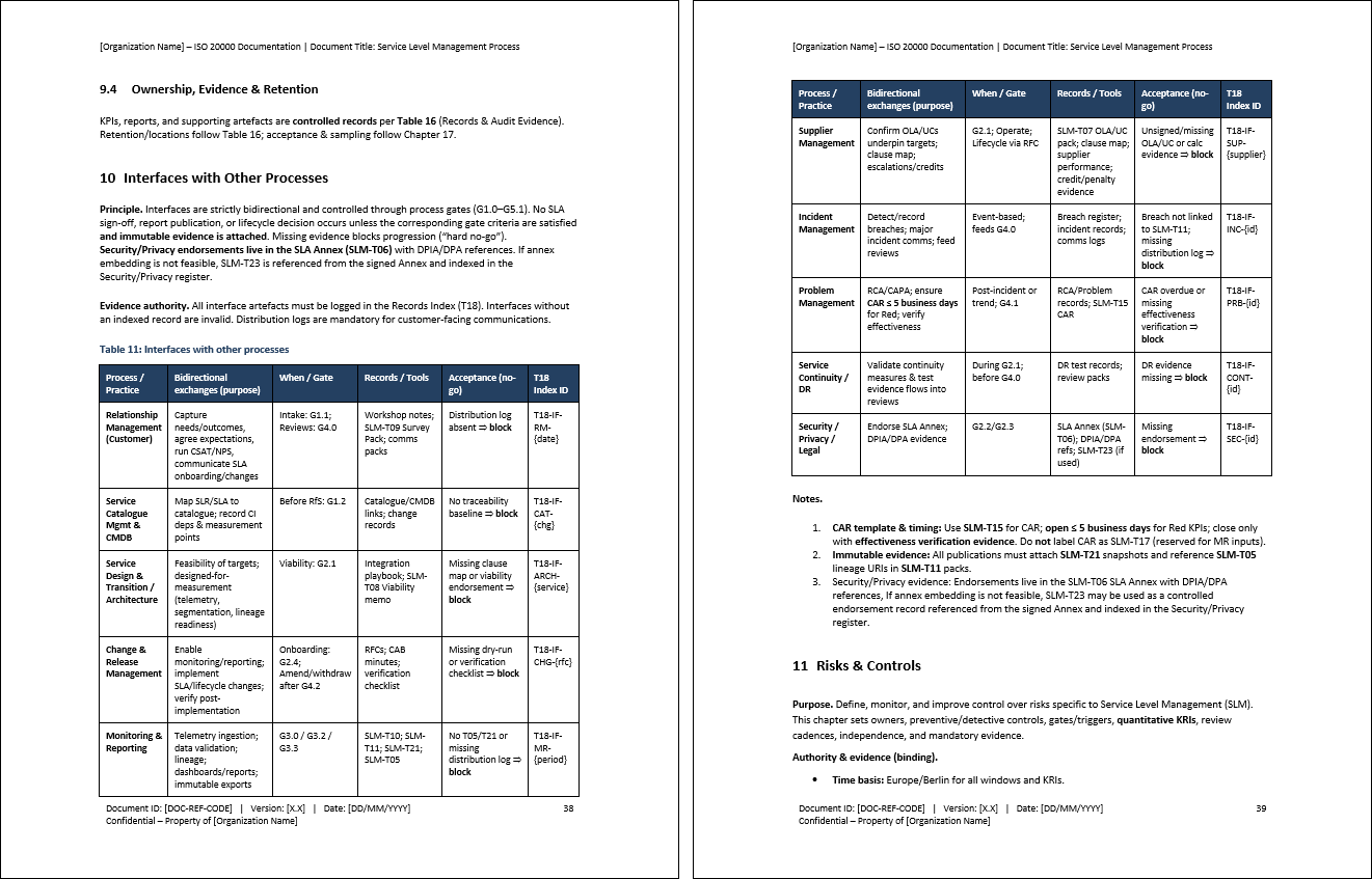 Service Level Management Process (ISO 20000:2018, ITIL) (0-page Word document) Preview Image